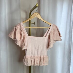 VENUS Light Pink Ruffle Sleeve Blouse